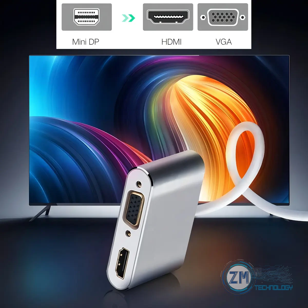 Accesorios Adaptador Mini DisplayPort a HDMI y VGA marca Ugreen, vista 3