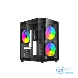 Case Speedmind Gaming Black Incluye 3X120MM Fans RGB Vidrio Templado