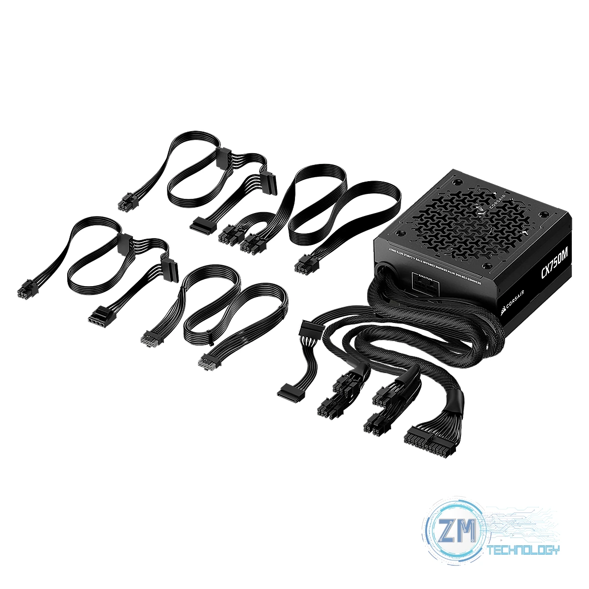 Fuentes de poder FUENTE DE PODER CORSAIR 750W CX-M CX-750M Series 80 Plus Bronze Semi-Modular Low-Noise, vista 3