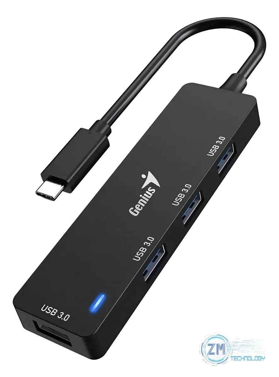 Accesorios Hub Genius UH-400 USB-C a USB-A 3.0 de 4 Puertos 5Gbps, vista 3