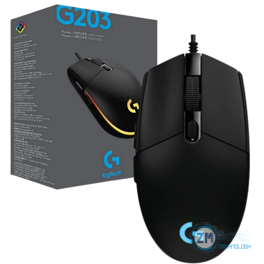 Accesorios Mouse Logitech Gaming G203 Negro Alambrico Rgb Lightsync G-Hub