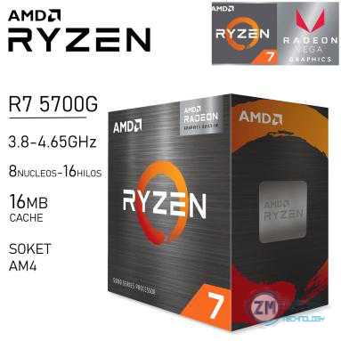 Procesador AMD Ryzen 7 5700G 3.8GHZ Hasta 4.6GHZ Cache 16MB + 4MB 8