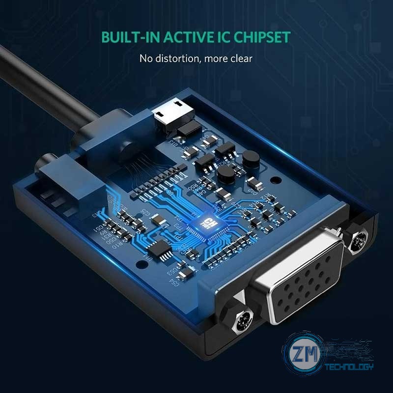 Accesorios Ugreen Adaptador HDMI a VGA 1080P Conversor Activo con Audio 3.5, vista 4